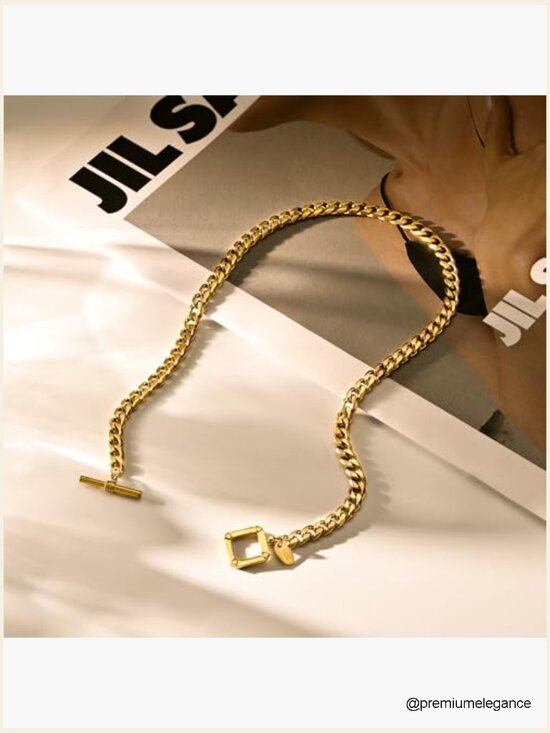 6mm Women 14K Real Gold Plated Stainless Steel Double D  18K Gold Plated Initial Necklace Choker Double D Letter 6mm Cuban Chain